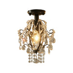 LIVARA Crystal Mount - & Pendants E14 Flush Bedroom Living Hanging Iron Lamp LED for Light, Black Crystal Room with Frame Hallway Ceiling