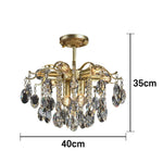 LIVARA 40/50/65cm Warm Light Gold Crystal Chandelier E14 LED Pendant Light with Iron Frame & Sparkling Crystal Drops for Living Room Bedroom