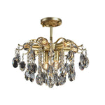 LIVARA 40/50/65cm Warm Light Gold Crystal Chandelier E14 LED Pendant Light with Iron Frame & Sparkling Crystal Drops for Living Room Bedroom
