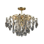 LIVARA 40/50/65cm Warm Light Gold Crystal Chandelier E14 LED Pendant Light with Iron Frame & Sparkling Crystal Drops for Living Room Bedroom