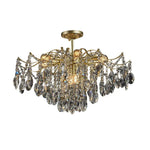 LIVARA 40/50/65cm Warm Light Gold Crystal Chandelier E14 LED Pendant Light with Iron Frame & Sparkling Crystal Drops for Living Room Bedroom
