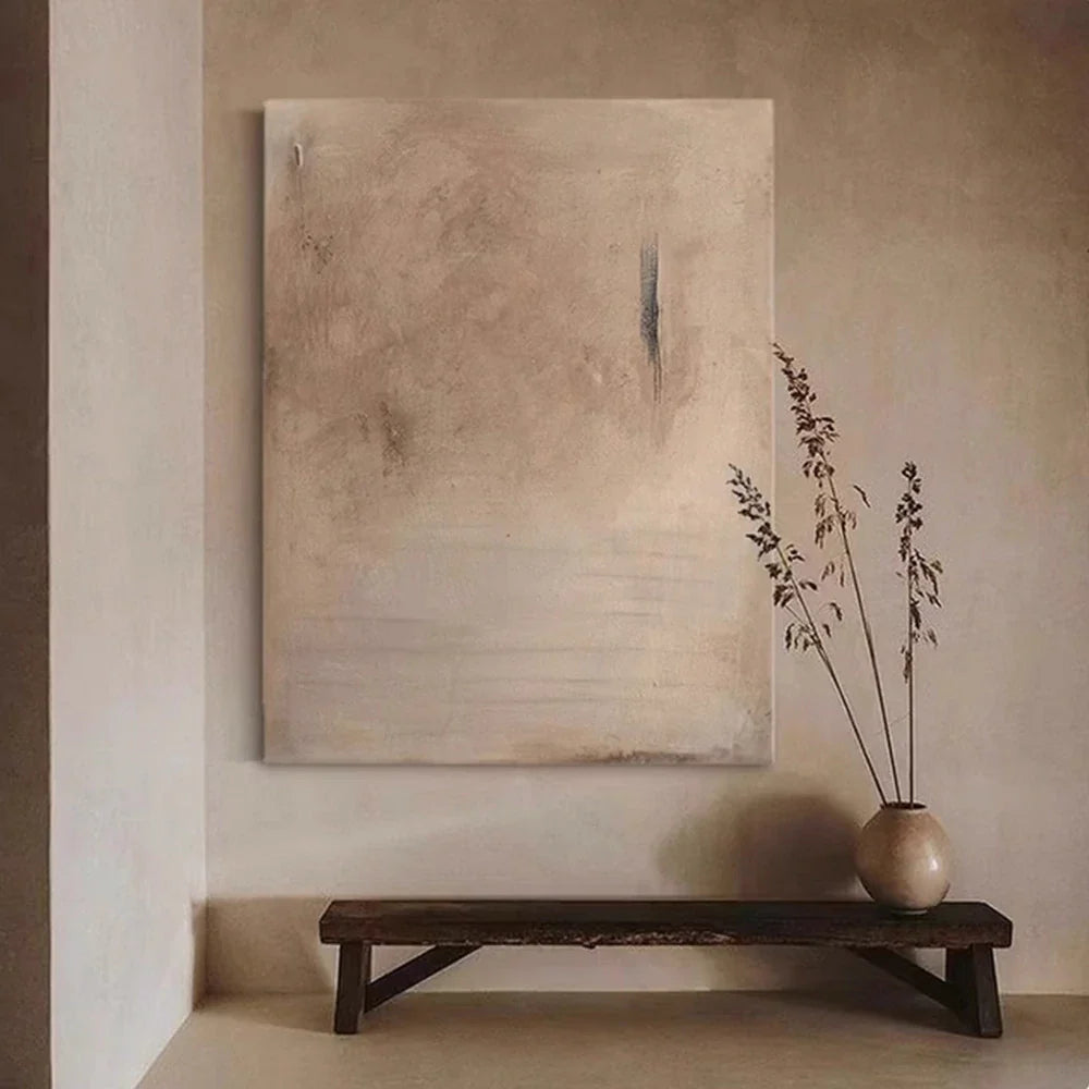 LIVARA 60/80/120cm Hand-Painted Oil Painting - Elegant Wall Accent with Textured Detail and Gentle Neutral Palette