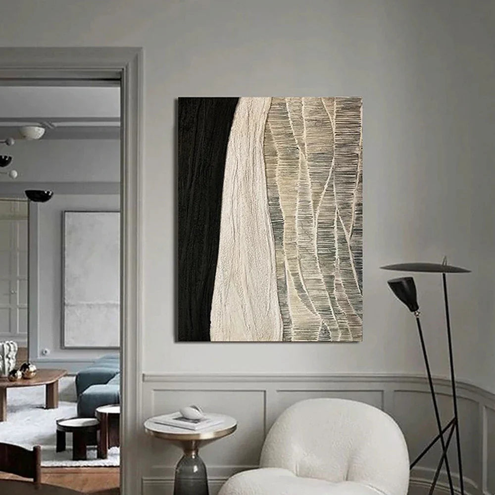 LIVARA 60/80/120cm Hand-Painted Oil Painting - Modern Abstract Canvas Art in Neutral Tones That Brings Calm and Warmth to Any Living Space