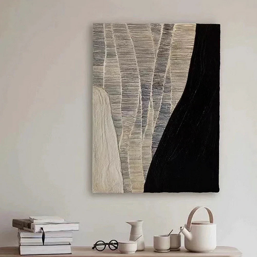 LIVARA 60/80/120cm Hand-Painted Oil Painting - Modern Abstract Canvas Art in Neutral Tones That Brings Calm and Warmth to Any Living Space