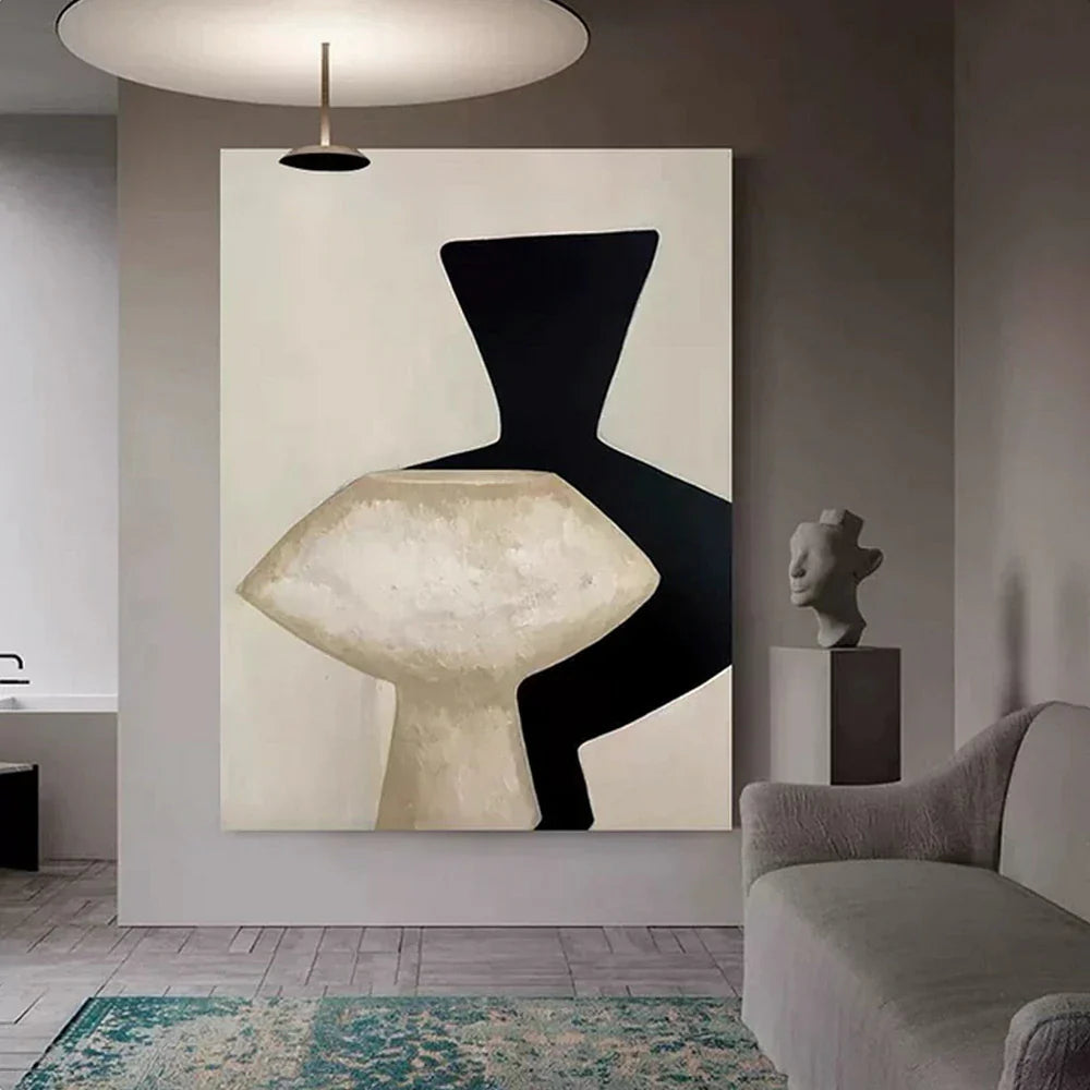 LIVARA 60/80/120cm Hand-Painted Oil Painting - Layered Abstract Canvas Design for Balanced and Refined Room Atmosphere
