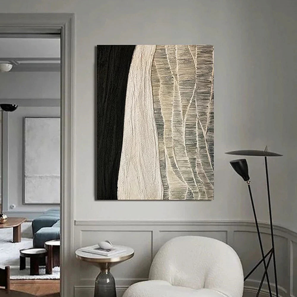 LIVARA 60/80/120cm Hand-Painted Oil Painting - Elegant Wall Art with Textured Layers and Muted Hues for Subtle Luxury