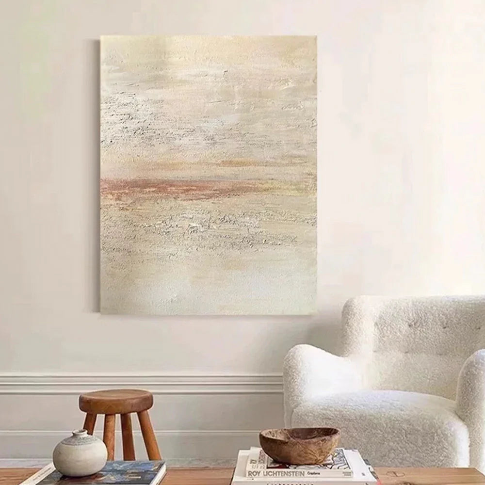 LIVARA 60/80/120cm Hand-Painted Oil Painting - Elegant Neutral Artwork Combining Soft Brush Texture and Refined Contemporary Style