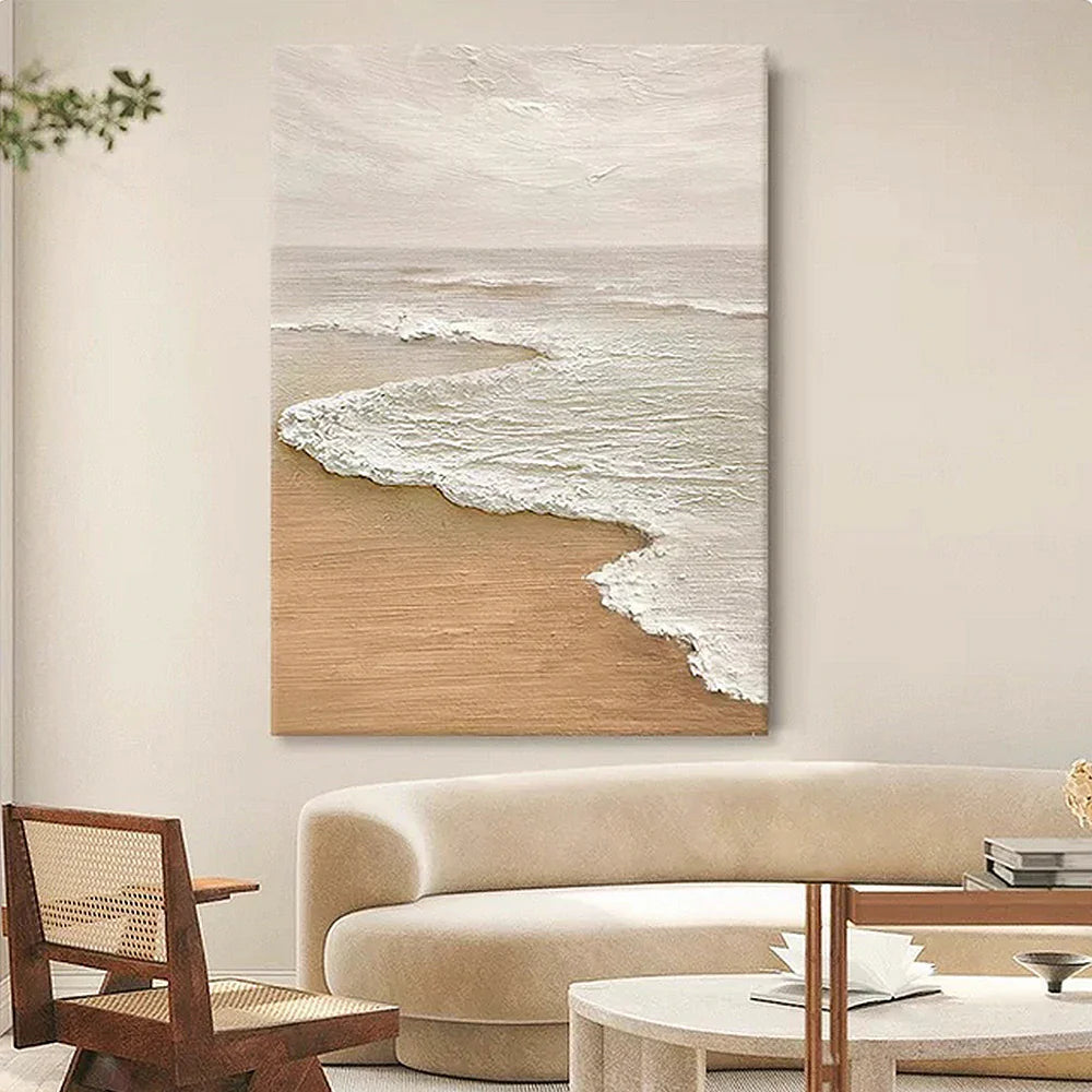 LIVARA 60/80/120cm Hand-Painted Oil Painting - Minimalist Neutral Tones on Textured Canvas Bring Elegance and Harmony to Your Home
