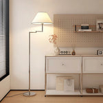 LIVARA Floor Lamp 3 Colour LED Lighting Fabric Shade Chrome Metal Body Adjustable Arm for Home