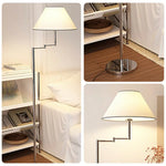 LIVARA Floor Lamp 3 Colour LED Lighting Fabric Shade Chrome Metal Body Adjustable Arm for Home