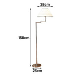 LIVARA Floor Lamp 3 Colour LED Lighting Fabric Shade Chrome Metal Body Adjustable Arm for Home