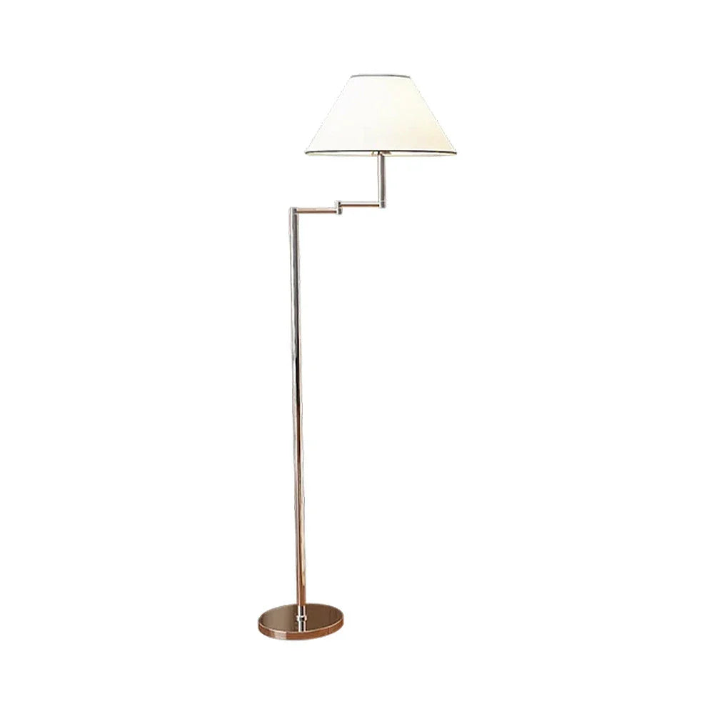 LIVARA Floor Lamp 3 Colour LED Lighting Fabric Shade Chrome Metal Body Adjustable Arm for Home