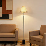 LIVARA Floor Lamp 3 Lighting Modes White Jade Glass Diffuser Marble Base Artistic Design