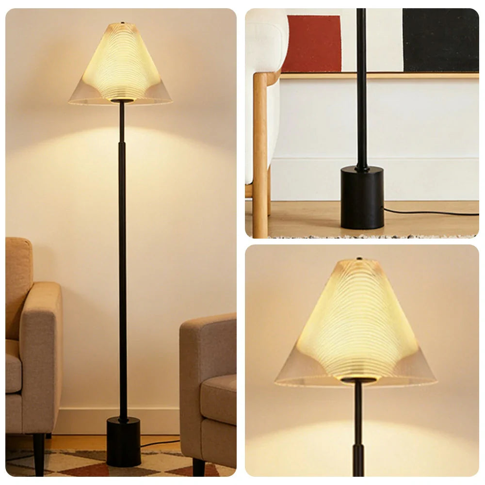 LIVARA Floor Lamp 3 Lighting Modes White Jade Glass Diffuser Marble Base Artistic Design