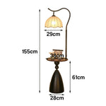 LIVARA Floor Lamp 3 Lighting Modes Cotton-Linen Shade Lily Design Walnut Wood Base Foot Switch