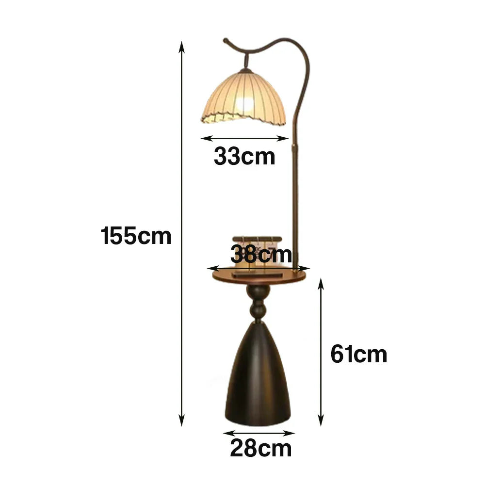 LIVARA Floor Lamp 3 Lighting Modes Cotton-Linen Shade Ingot Design Walnut Wood Base Foot Switch