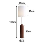 LIVARA Floor Lamp 3 Lighting Modes Linen Shade Walnut Wood Base Water Transfer Texture Foot Switch