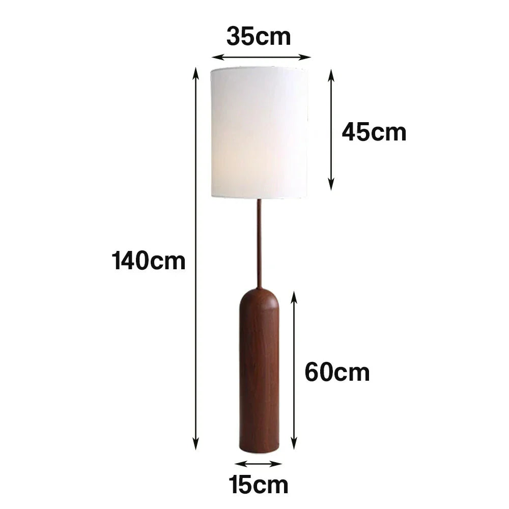 LIVARA Floor Lamp 3 Lighting Modes Linen Shade Walnut Wood Base Water Transfer Texture Foot Switch