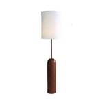 LIVARA Floor Lamp 3 Lighting Modes Linen Shade Walnut Wood Base Water Transfer Texture Foot Switch