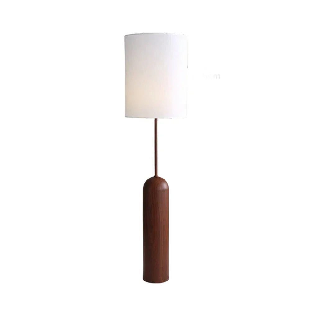 LIVARA Floor Lamp 3 Lighting Modes Linen Shade Walnut Wood Base Water Transfer Texture Foot Switch
