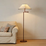 LIVARA Floor Lamp 3 Lighting Modes Fabric Shade Iron Base Rotatable Arm Water Transfer Wood Texture