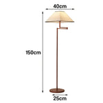 LIVARA Floor Lamp 3 Lighting Modes Fabric Shade Iron Base Rotatable Arm Water Transfer Wood Texture