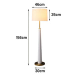 LIVARA Floor Lamp 3 Lighting Modes Fabric Shade Iron Base Foot Switch Water Transfer Wood Texture - White
