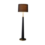 LIVARA Floor Lamp 3 Lighting Modes Fabric Shade Iron Base Foot Switch Water Transfer Wood Texture - Black