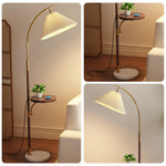 LIVARA Floor Lamp 3 Lighting Modes Pleated Fabric Shade Marble Base Iron Pole Foot Switch for Modern Spaces