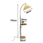 LIVARA Floor Lamp 3 Lighting Modes Pleated Fabric Shade Marble Base Iron Pole Foot Switch for Modern Spaces