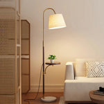 LIVARA Floor Lamp 3 Lighting Modes Linen Fabric Shade Marble Base Iron Pole Foot Switch for Modern Spaces