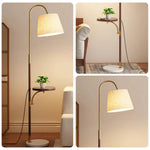LIVARA Floor Lamp 3 Lighting Modes Linen Fabric Shade Marble Base Iron Pole Foot Switch for Modern Spaces