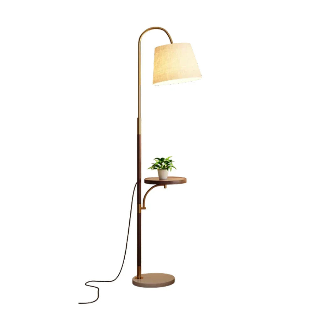 LIVARA Floor Lamp 3 Lighting Modes Linen Fabric Shade Marble Base Iron Pole Foot Switch for Modern Spaces
