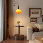 LIVARA Floor Lamp Wireless Charging - Soft Lighting, Dual Storage Design, Solid Wood & Iron Frame - Coffee