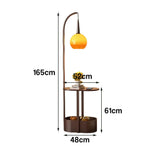 LIVARA Floor Lamp Wireless Charging - Soft Lighting, Dual Storage Design, Solid Wood & Iron Frame - Coffee