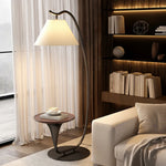 LIVARA Floor Lamp - Soft Light with Foot Switch, Iron Frame with Walnut Look for Living Room & Bedroom