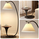 LIVARA Floor Lamp - Soft Light with Foot Switch, Iron Frame with Walnut Look for Living Room & Bedroom