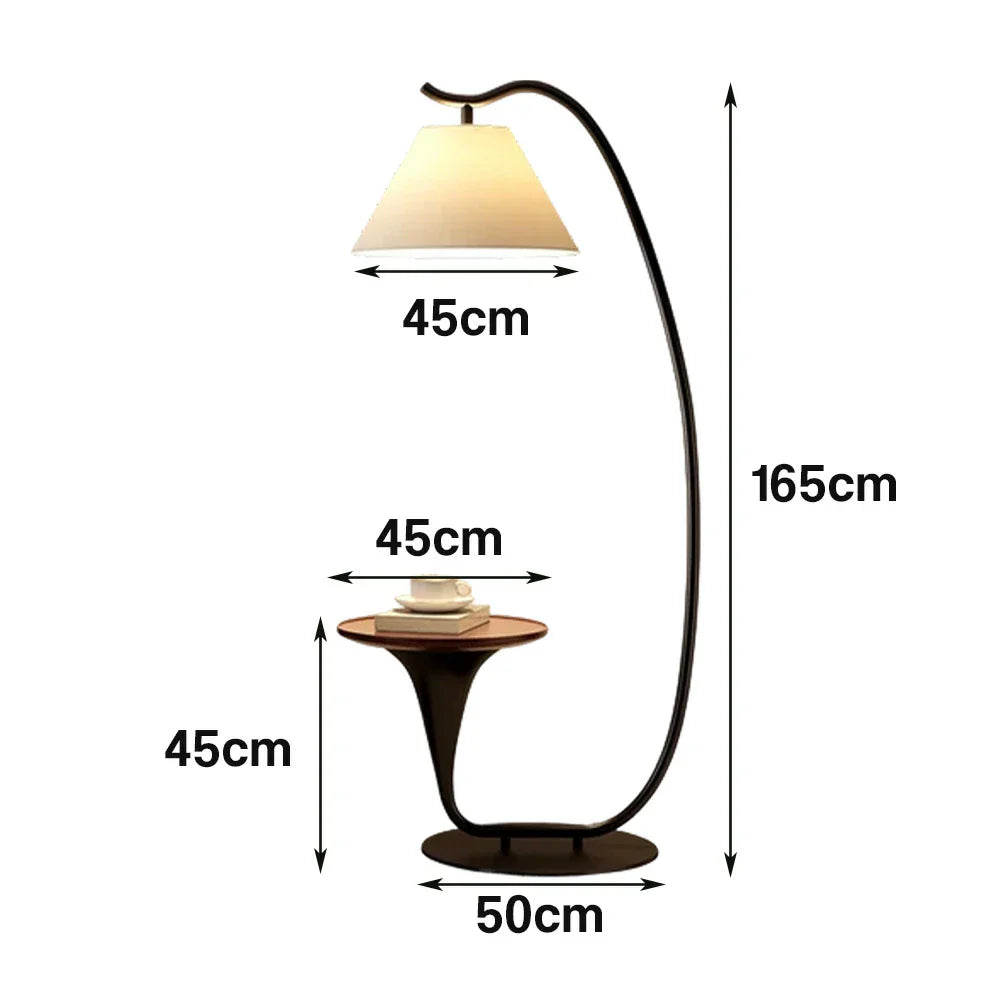 LIVARA Floor Lamp - Soft Light with Foot Switch, Iron Frame with Walnut Look for Living Room & Bedroom