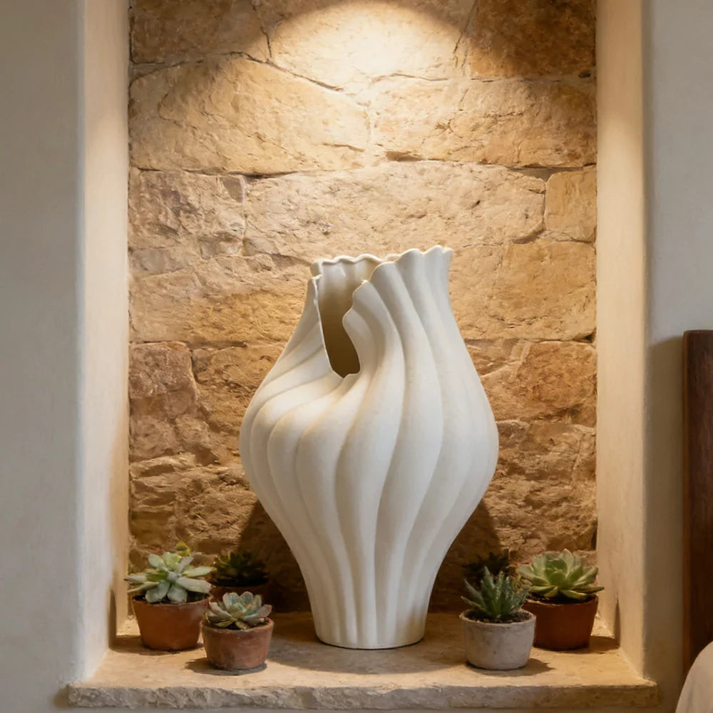 LIVARA Ceramic Vase Ornament Decorative Display Abstract Aesthetic Matte Ceramic Handcrafted Textured Finish