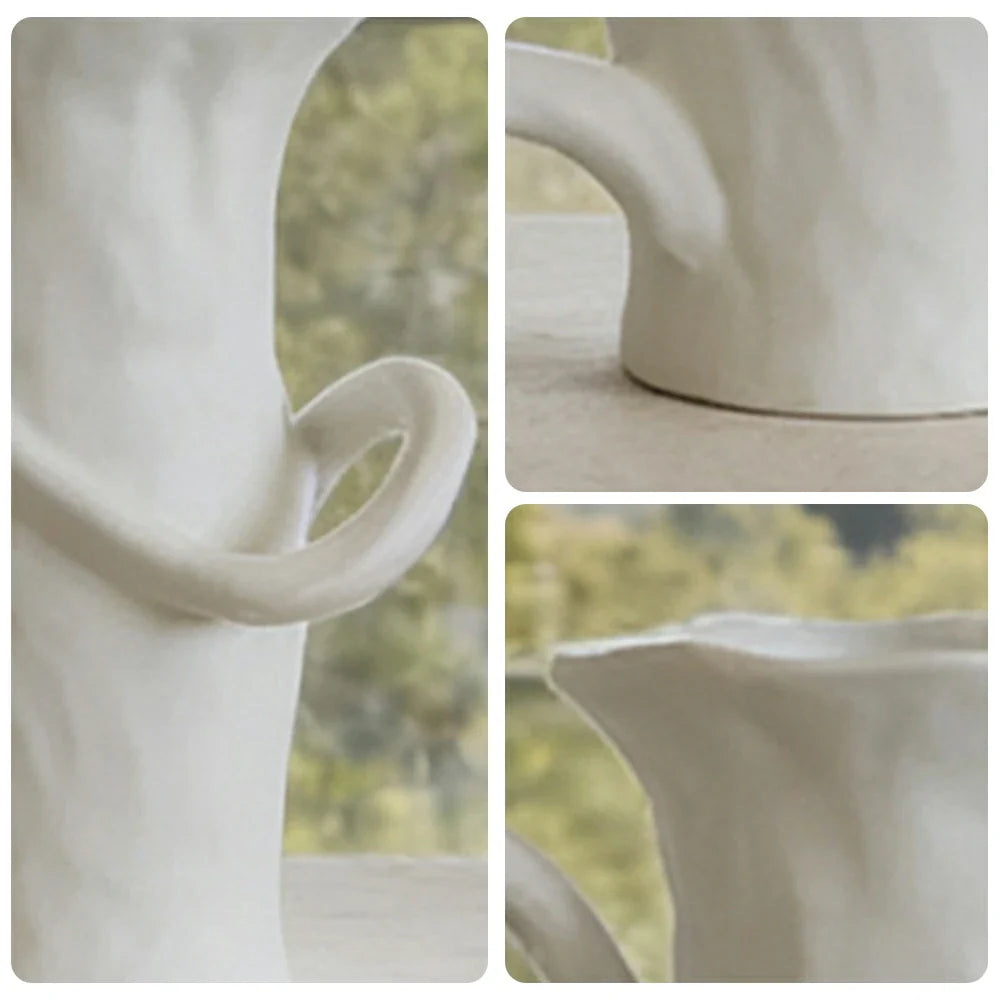 LIVARA Ceramic Vase Ornament Artistic Home Display Abstract Form Matte Ceramic Handcrafted Stone-Texture Design
