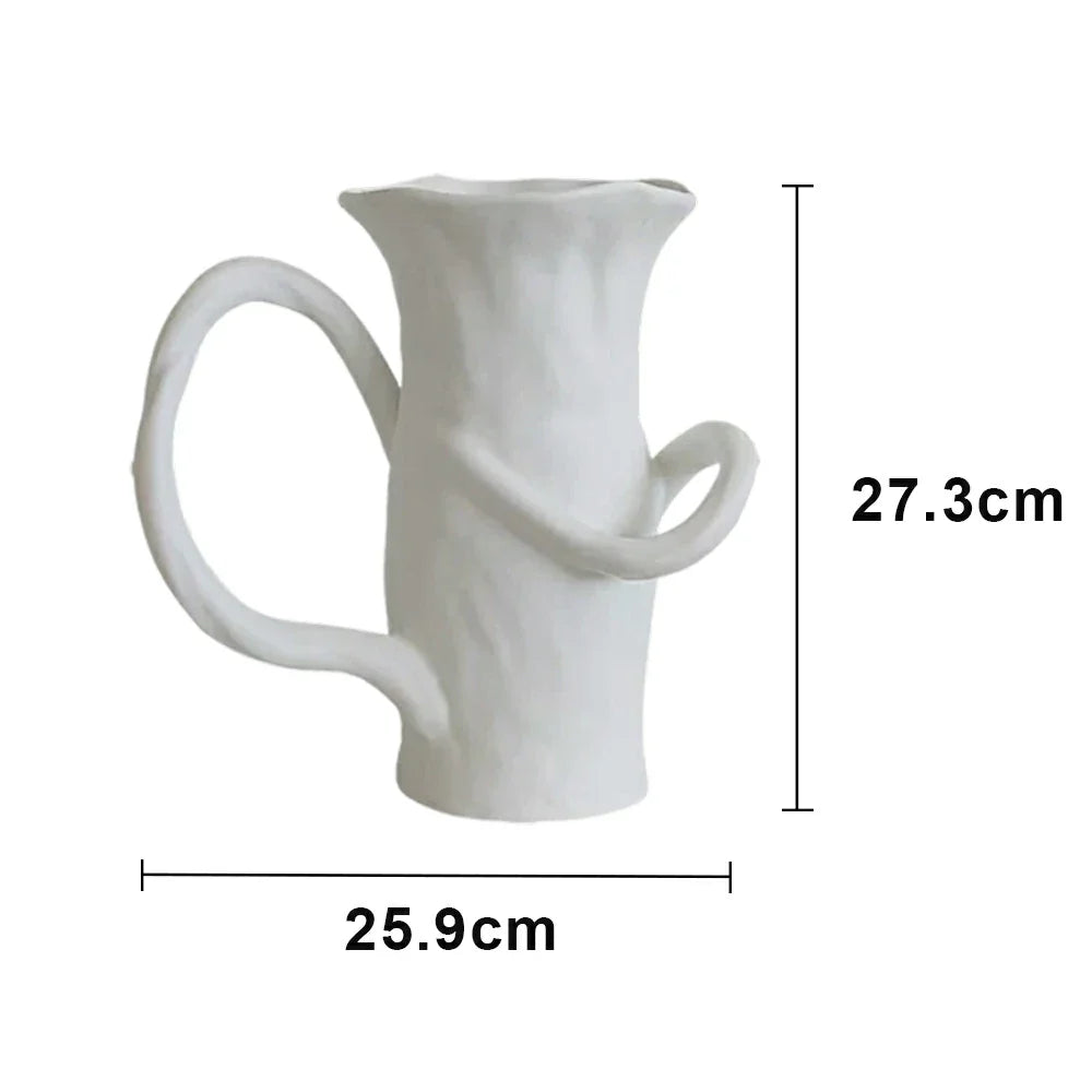 LIVARA Ceramic Vase Ornament Artistic Home Display Abstract Form Matte Ceramic Handcrafted Stone-Texture Design