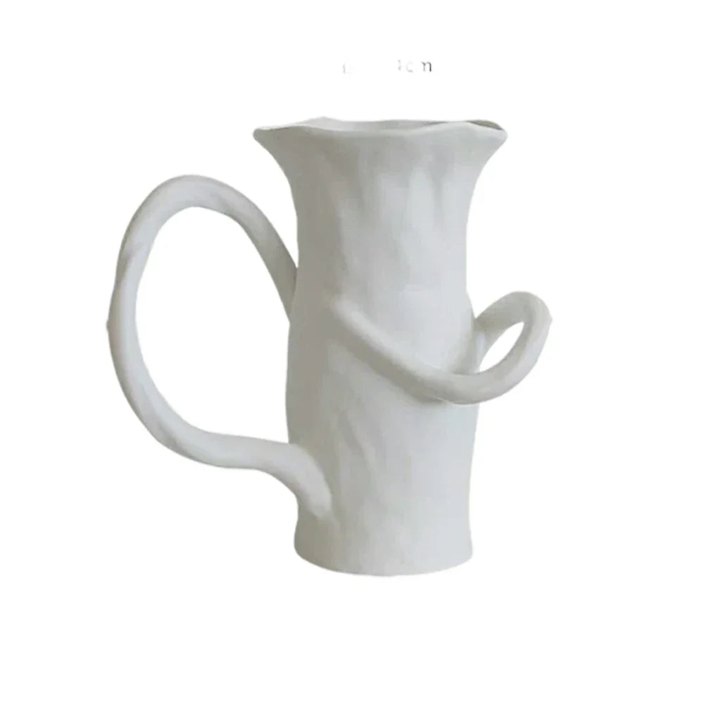 LIVARA Ceramic Vase Ornament Artistic Home Display Abstract Form Matte Ceramic Handcrafted Stone-Texture Design