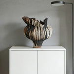 LIVARA Ceramic Vase Ornament Artistic Home Decor Dried Rose Form Matte Ceramic Handcrafted Stone-Texture Finish