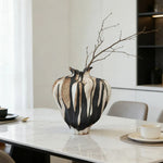 LIVARA Ceramic Vase Ornament Artistic Home Display Sculpted Dried Rose Form Matte Ceramic Handcrafted Stone-Texture Design