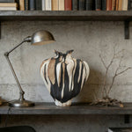 LIVARA Ceramic Vase Ornament Artistic Home Display Sculpted Dried Rose Form Matte Ceramic Handcrafted Stone-Texture Design