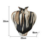 LIVARA Ceramic Vase Ornament Artistic Home Display Sculpted Dried Rose Form Matte Ceramic Handcrafted Stone-Texture Design
