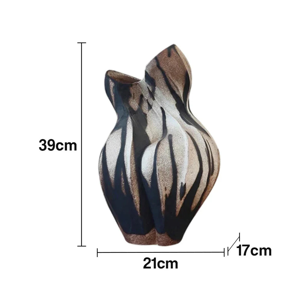 LIVARA Ceramic Vase Ornament Artistic Display Withered Rose Sculpture Matte Ceramic Handcrafted Stone-Texture Finish