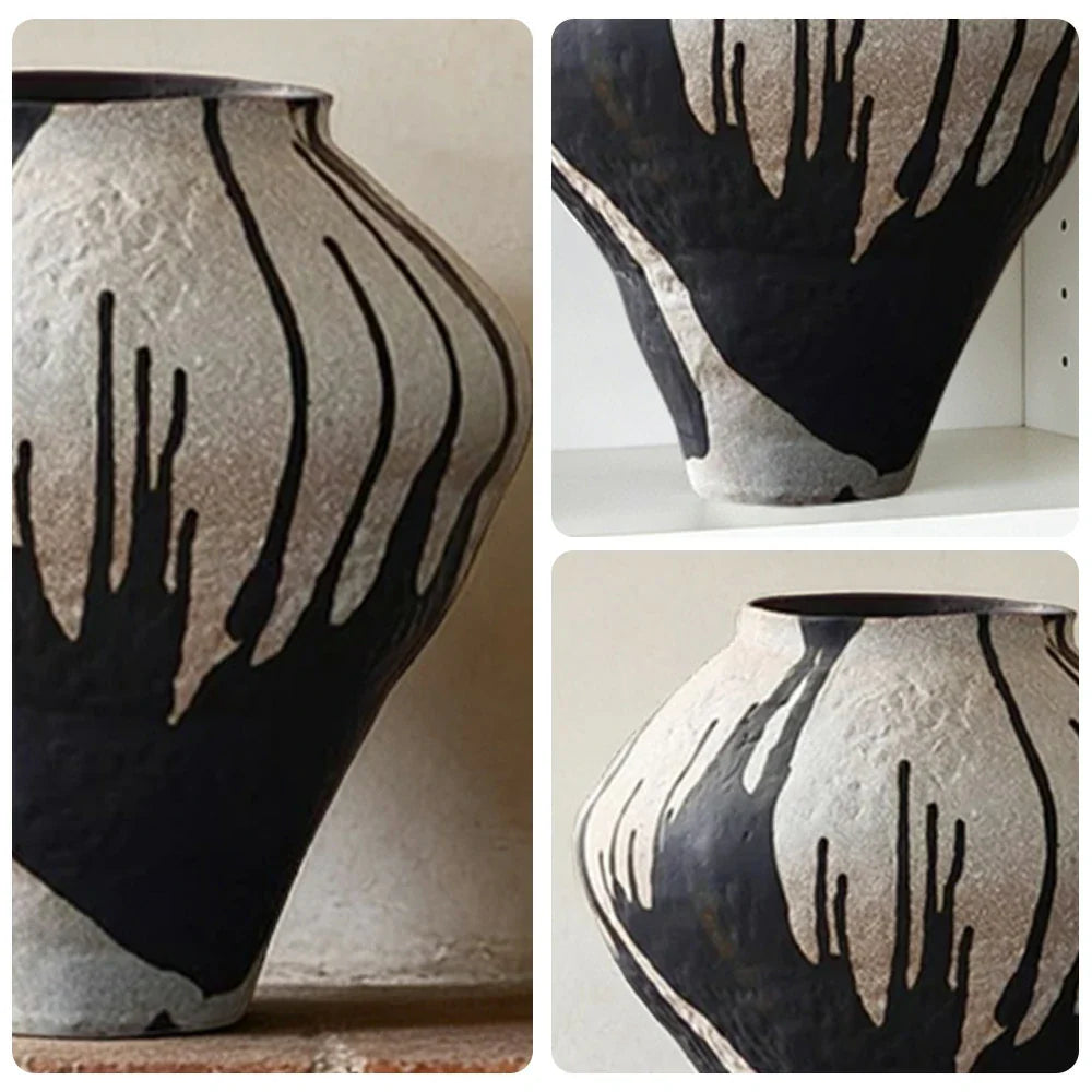 LIVARA Ceramic Vase Ornament Artistic Home Display Faded Rose Motif Matte Ceramic Handcrafted Textured Finish