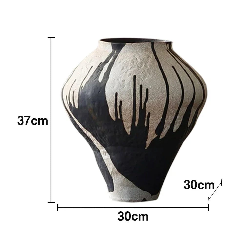 LIVARA Ceramic Vase Ornament Artistic Home Display Faded Rose Motif Matte Ceramic Handcrafted Textured Finish