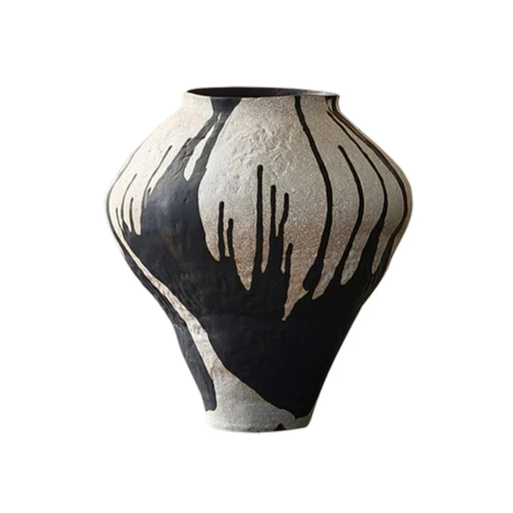 LIVARA Ceramic Vase Ornament Artistic Home Display Faded Rose Motif Matte Ceramic Handcrafted Textured Finish